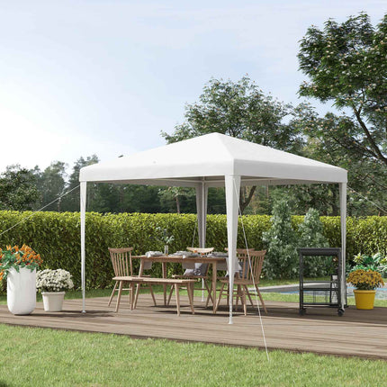 Marquee, 2.7x2.7M, Stable Steel Frame, White Tarpaulin
