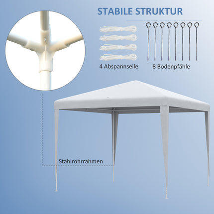 Marquee, 2.7x2.7M, Stable Steel Frame, White Tarpaulin