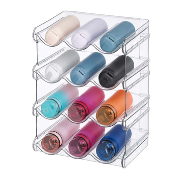 Stackable 12-Bottle Rack, 4 Tiers, Transparent Plastic
