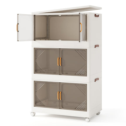 Stackable 213L Storage Boxes with Wheels & Doors