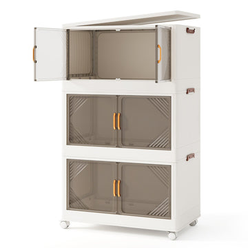 Stackable 213L Storage Boxes with Wheels & Doors