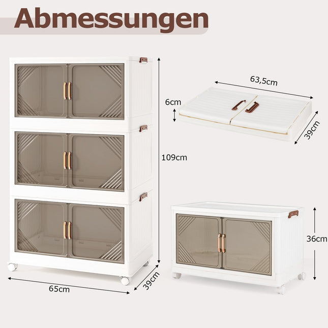 Stackable 213L Storage Boxes with Wheels & Doors