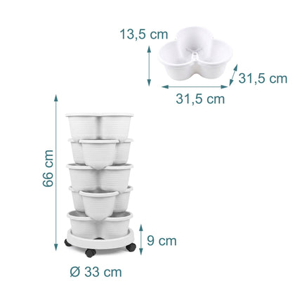 Stackable 5-Tier Plant Tower, 15 Pots, Drainage