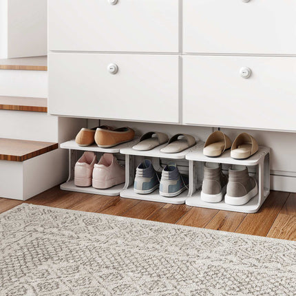 Stackable 6-Tier Shoe Rack, Vertical Organizer, White