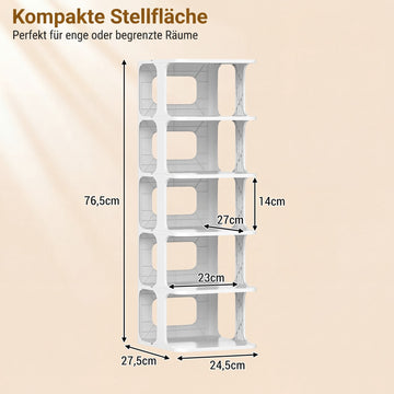 Stackable 6-Tier Shoe Rack, Vertical Organizer, White