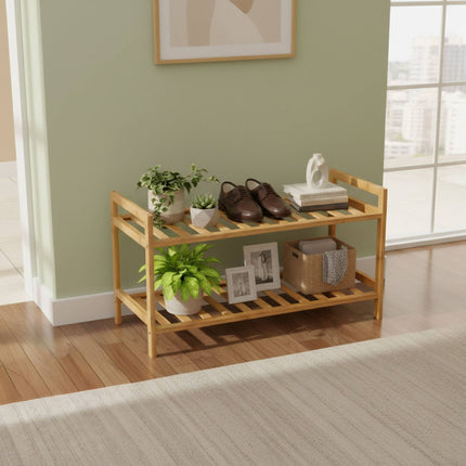 Stackable Bamboo Shoe Rack, 2 Levels, Holds 6 Pairs