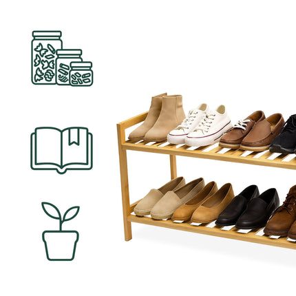Stackable Bamboo Shoe Rack, 2 Levels, Holds 6 Pairs