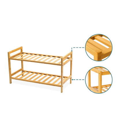 Stackable Bamboo Shoe Rack, 2 Levels, Holds 6 Pairs