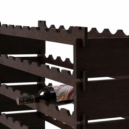 Stackable Bamboo Wine Rack for 108 Bottles, Self-Assembly, Dark Brown