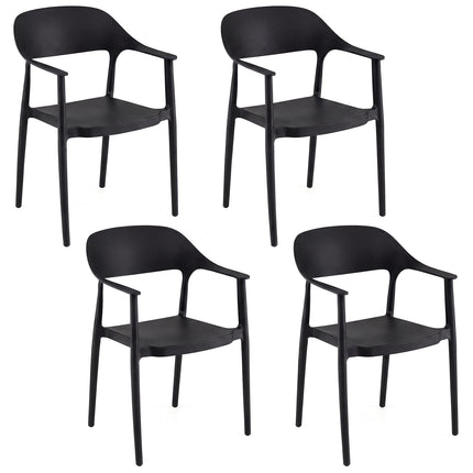 Stackable Black Dining Chairs Set of 4, 150kg Capacity