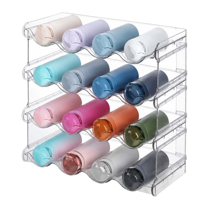 Stackable Bottle Rack – 16 Bottles, 4 Tiers, Transparent