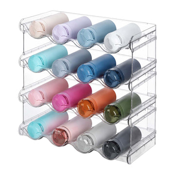 Stackable Bottle Rack – 16 Bottles, 4 Tiers, Transparent