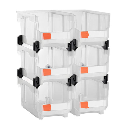 Stackable Clear Storage Bins, 6-Pack, 14.8 in
