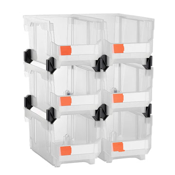Stackable Clear Storage Bins, 6-Pack, 14.8 in