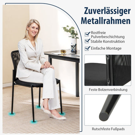 Stackable Conference Chairs, Set of 2, Black, No Armrests