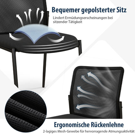 Stackable Conference Chairs, Set of 2, Black, No Armrests