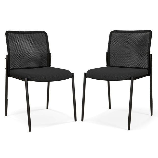 Stackable Conference Chairs, Set of 2, Black, No Armrests