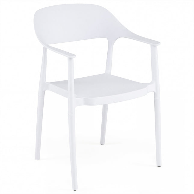 Stackable Dining Chair, 150kg Capacity, White, PP Material