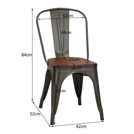 Stackable Dining Chairs Set of 4, Metal Frame, Wood Seat – Dark Green