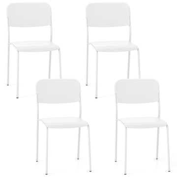 Stackable Dining Chairs Set of 4, White PP & Metal