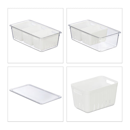 Stackable Fridge Boxes with 3 Drainage Baskets