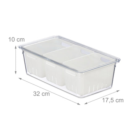 Stackable Fridge Boxes with 3 Drainage Baskets