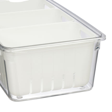 Stackable Fridge Boxes with 3 Drainage Baskets
