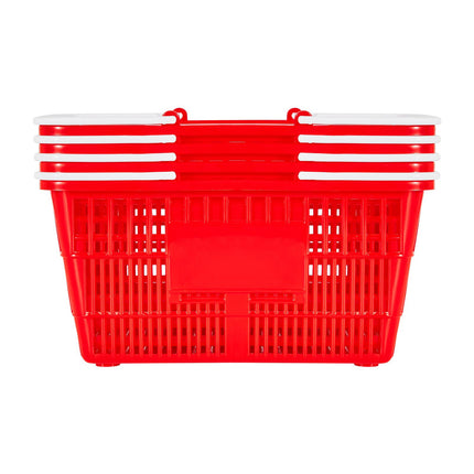 Stackable Grocery Baskets, 4-Pack 21L PE Plastic, Red