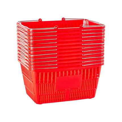 Stackable Grocery Shopping Baskets, 12-Pack, 21L, Red