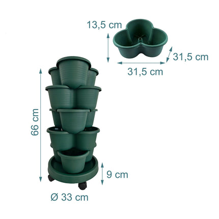Stackable Indoor Garden Tower, 5-Tier, 15 Pots, Drainage