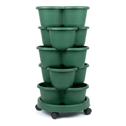 Stackable Indoor Garden Tower, 5-Tier, 15 Pots, Drainage