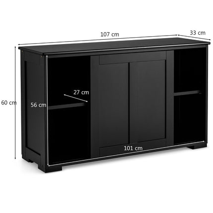 Stackable Kitchen Sideboard with Sliding Doors, Black MDF