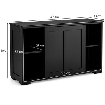 Stackable Kitchen Sideboard with Sliding Doors, Black MDF