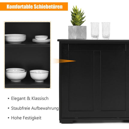 Stackable Kitchen Sideboard with Sliding Doors, Black MDF