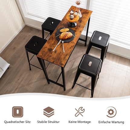Stackable Metal Bar Stools Set, 76cm, Black, 150kg Capacity