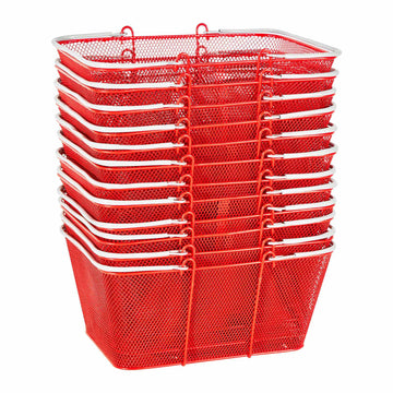 Stackable Metal Shopping Baskets 12-Pack, 22L, Red