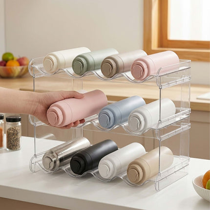 Stackable Modular Bottle Rack, Expandable, Transparent