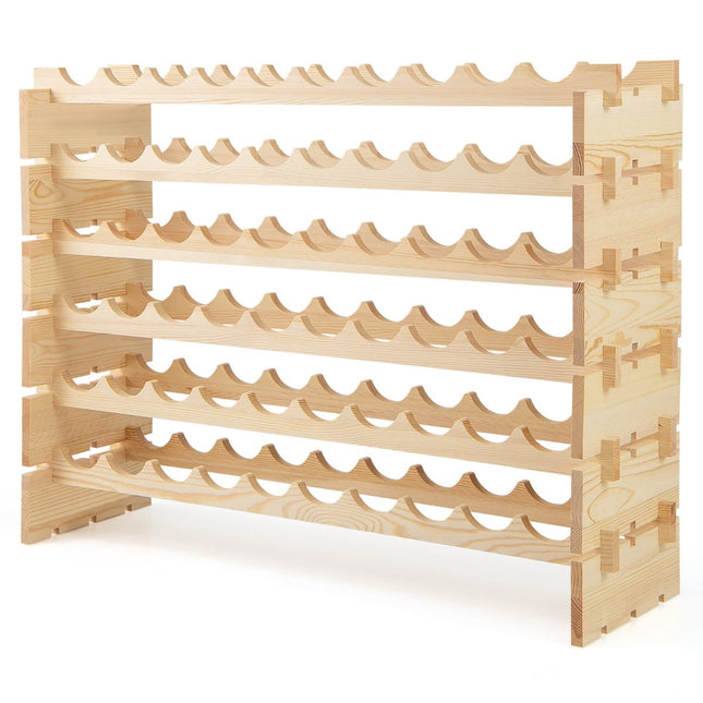 Stackable Modular Wine Rack, Holds 60 Bottles, Pine Wood