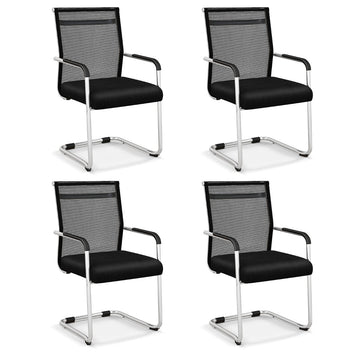 Stackable Office Chairs 4-Pack, Breathable Mesh, Black