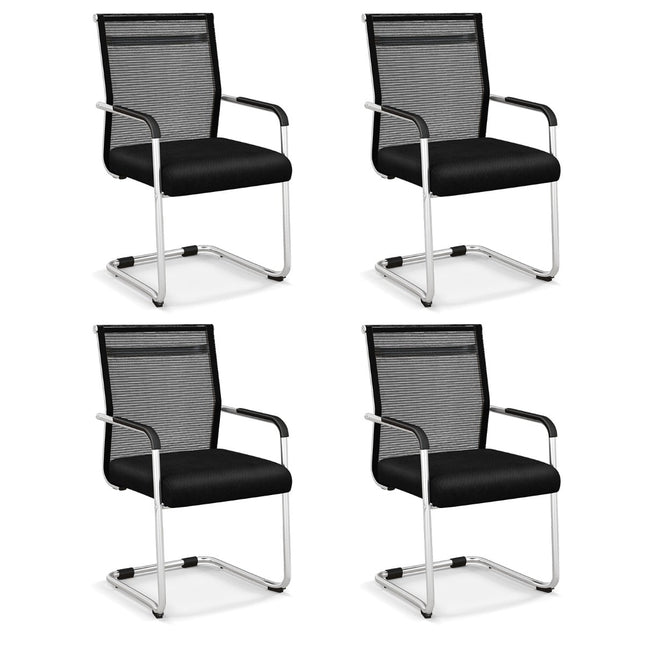 Stackable Office Chairs 4-Pack, Breathable Mesh, Black