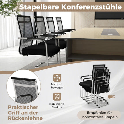 Stackable Office Chairs 4-Pack, Breathable Mesh, Black