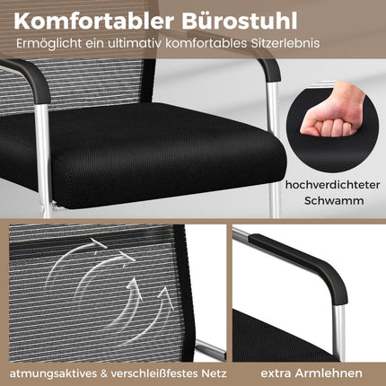 Stackable Office Chairs 4-Pack, Breathable Mesh, Black