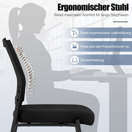 Stackable Office Chairs with Wheels, Set of 2, Black