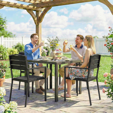 Stackable Outdoor Chairs, Set of 4, Black, HDPE, 52x51x90 cm