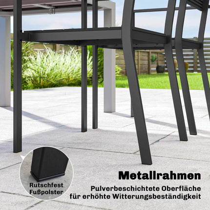 Stackable Outdoor Chairs, Set of 4, Black, HDPE, 52x51x90 cm