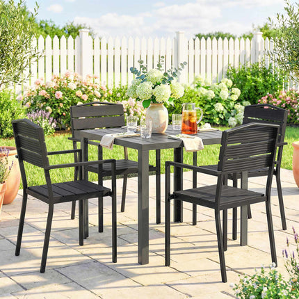 Stackable Outdoor Chairs, Set of 4, Black, HDPE, 52x51x90 cm