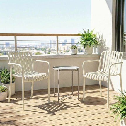 Stackable Outdoor Chairs, Set of 4, Cream White, Ergonomic Design