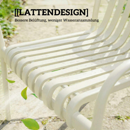 Stackable Outdoor Chairs, Set of 4, Cream White, Ergonomic Design