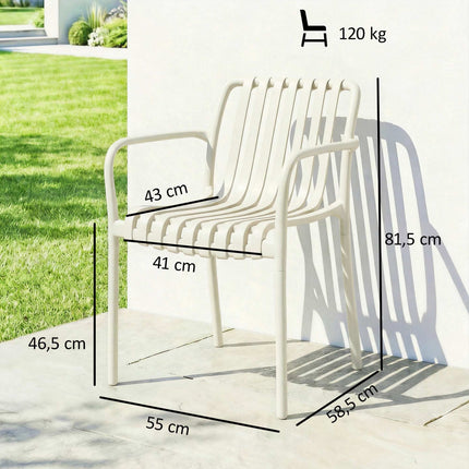 Stackable Outdoor Chairs, Set of 4, Cream White, Ergonomic Design