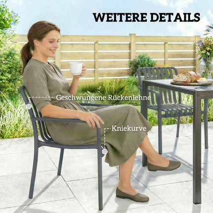 Stackable Outdoor Chairs Set of 4, Dark Grey, Ergonomic Design
